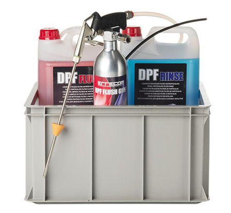 Комплект за почистване на филтър DPF (пистолет, 2 течности, дозираща тръбичка, опаковка)
