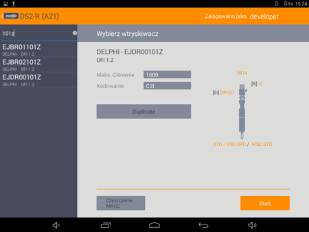 DS2R-A/20/F-DIESEL Injector TESTER DS2R 2000Bar ruční korekce tlaku regulátorem (mytí, polštář, android systém, proplach čisticí kapalinou 4 l, 2 l)