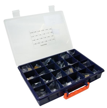 Phase 3 Shims Tool Kit Composed By: - A)Hex 22 - Hole 18 Thickness: 0,90 - 1,13 (24 Measure) Cut:0,01 -240 Pieces                                              B)Hex 22 - Hole 19 Thickness:1,00-  1,11 (12 Measure) Cut:0,01 -120 Pieces C )Diam. 22,8 - Hole 