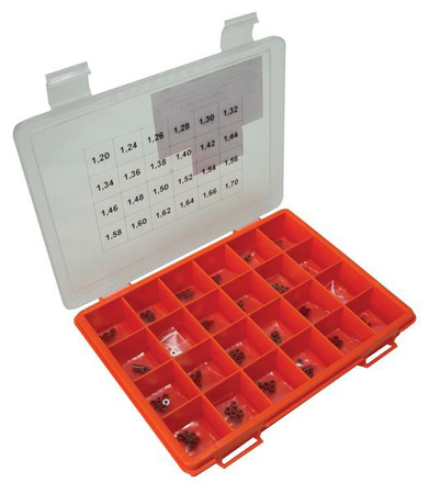 Kit Of Common Rail Calibration Thickness. The Kit Is Composed Of 240 Items, Diameter 5,30Mm, Hole 2,40Mm. The Range Of Thickness Is From 1,20Mm To 1,70Mm. Att: Thickness Each 0.02Mm!