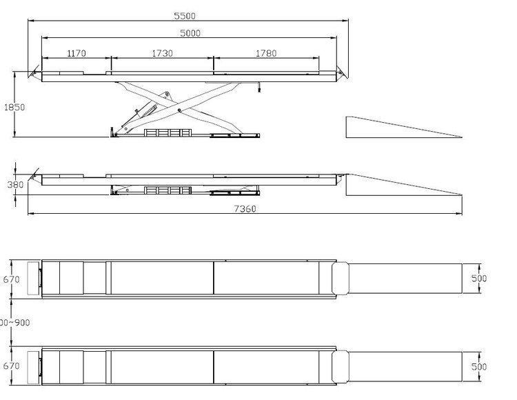 Rampy najazdowe do montau MM Superlift 5000SC na  posadzce 