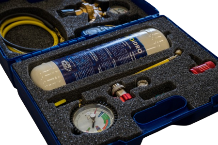 Kit mobil pentru teste sub presiune cu hidrogen (recipient 1 kg de hidrogen, Reductoare, manometru 40 bar, detector de scurgeri de hidrogen)