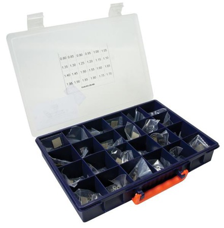 Phase 3 Shims Tool Kit Composed By: -   A)Diam. 15,70 - Hole 10,50  Thickness:1,194 - 1,286 (24Measure) Cut:0,004-240 Pieces                                               B)Diam.5,30 -  Hole 3,50  Thickness:1,10-1,80 (36Measure) Cut:0,02-360 Pieces C)Diam
